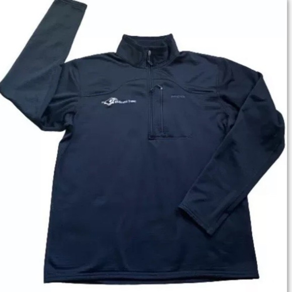 VTG Patagonia R Polartec Power Dry 1/4 Zip Black Fleece Sweater Men Large